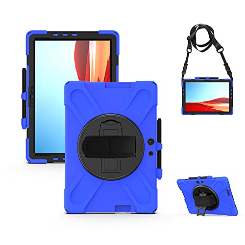 Étui pour Microsoft Surface Pro X [écran de 13 pouces] - Résistant aux chocs - Poignée rotative - Support - Compatible avec les enfants - Dragonne et bandoulière de transport Cover