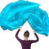 2pcs Semicircle Worship Flag, 55.1x36.2 Inch Dance Flags with 2 Telescopic Rods Shiny Praise Flag Smooth Worship Banner Metallic Sheen Praise Flag for Dance Church (Lake Blue)