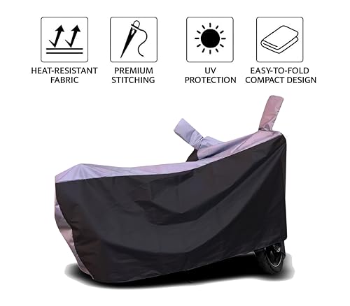 Image of All Season Protection Bike Cover for TVS Jupiter 125 DT SXC Scooty Cover with Water-Resistant and Dust Proof Premium 190T Fabric White Stripe