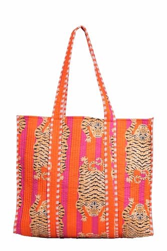 Bolso Tote reversible de algodón estilo jungla