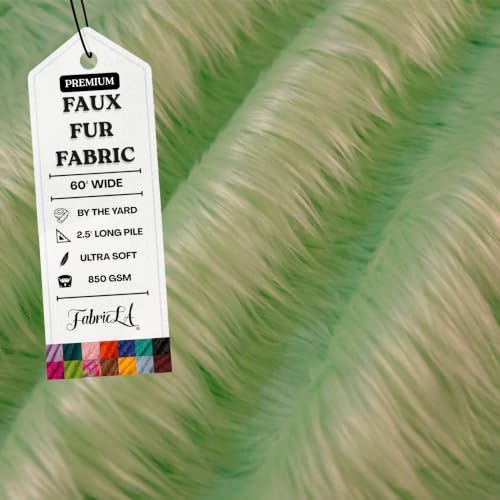 Image of FabricLA Faux Fur Fabric by The Yard - Artificial Craft Fur - 36 inch X 60 inch Inch Wide - Fur Fabric for Craft Supply, DIY Furry Plush Projects, Sewing, Decoration, Upholstery, Mint, 1 Yard