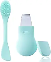 Removedor de Cravos 2 em 1 com Escova Facial de Silicone e Espátula Inox — Limpeza Profunda de Poros, Esfoliação e Aplicação de Máscaras