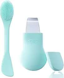 Removedor de Cravos 2 em 1 com Escova Facial de Silicone e Espátula Inox — Limpeza Profunda de Poros, Esfoliação e Aplicação de Máscaras