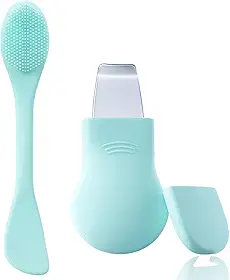 Removedor de Cravos 2 em 1 com Escova Facial de Silicone e Espátula Inox — Limpeza Profunda de Poros, Esfoliação e Aplicação de Máscaras