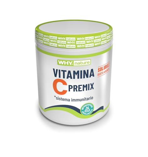 WHY NATURE Vitamina C PREMIX - Vitamina C Sistema Immunitario ad Alto Dosaggio - Integratori Alimentari Stanchezza e Affaticamento - Senza Glutine e Senza Lattosio - Gusto Arancia - 260 gr