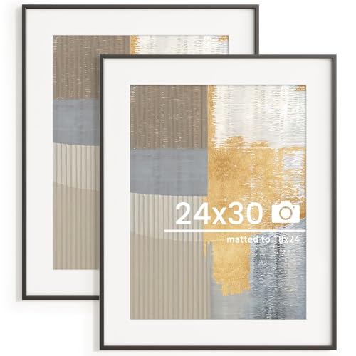 Photo 1 of 24x30 inch Metal Poster Frame - 24 x 30 Thin Aluminum Picture Frames Matted for 18x24 Photos