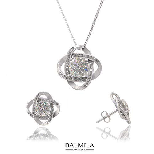 Preisvergleich Produktbild BALMILA Damenschmuck - Halskette aus 925er Silber Schmuckset, Kettenschmuck, Anhänger, Ohrringe - Ideales Geschenk für Damen - Luxusverpackung mit individualisierbarer Karte - Mehrere Modelle