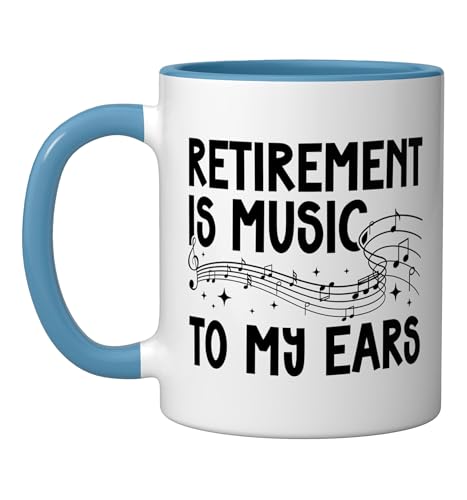 Retirement Music To My Ears Retired Music Teacher Retirement Ceramic Mug, Blue/White