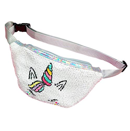 Women Girls Boys Unicorn Reversible Sequins Fanny Pack Waist Pack Women Crossbody Chest Bum Belt Bag