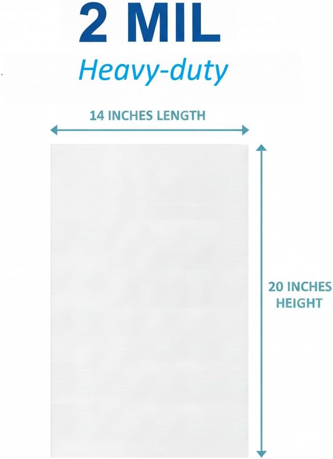 14" x 20" Open-End Flat Poly Bags - 100 Pack, 2 Mil Heavy-duty, Large Clear Plastic Packaging Baggies, Food Storage, Snacks, Art, Clothing & Apparel - GPI