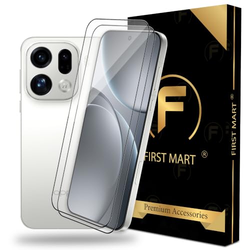 Image of FIRST MART Tempered Glass Screen Protector for Oppo Find X9 Pro - Full-Glue Screen Guard, 3D Edge to Edge, HD Clear, Bubble-Free, Case-Friendly, Black, Pack of 2