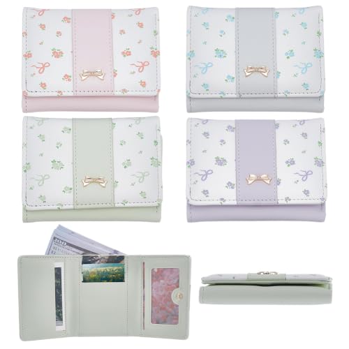 Mini portefeuille femme porte-cartes floral petit portefeuille trois volets