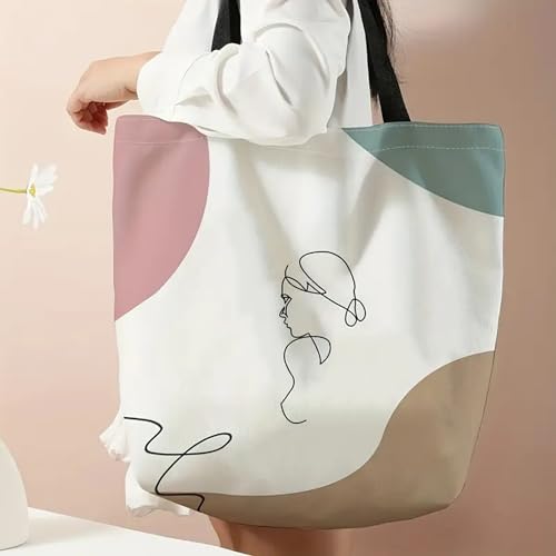 Image of Minimalist Cotton Canvas Tote Bag with Zipper and Inner Pocket | Eco-Friendly Reusable Bag for Shopping, Travel, Work & Everyday Use