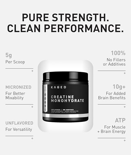 Image of Kaged Creatine Monohydrate Micronized Powder | Unflavored | Muscle Building & Recovery | 5000 mg Per Serving | Vegan, Gluten Free, Easily Digestible | Supplements for Men & Women | 100 Servings