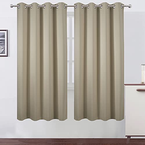 Image of LEMOMO Beige Thermal Blackout Curtains /52 x 72 Inch /Set of 2 Panels Room Darkening Curtains for Bedroom