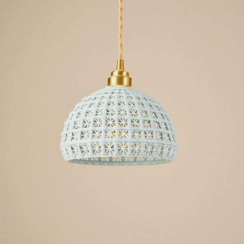 Lámpara colgante de cerámica nórdica con detalles de latón y casquillo E27 para iluminación interior