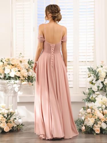 Off Shoulder Bridesmaid Dresses Long Slit 2025 Sweetheart Chiffon A Line Formal Party Dress with Pockets XOD0102