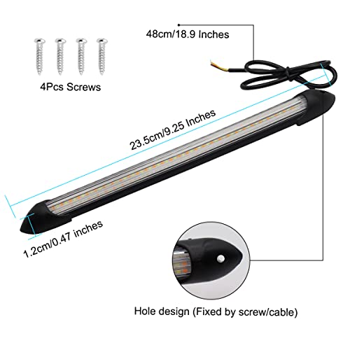 Exterior Car Led Lights, 2Pcs Flexible Daytime Running Light Strip Waterproof Auto Headlight Sequential White Turn Signal Yellow Led Light, 9.25 Inches #TOP6