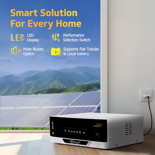 Image of V-Guard Solar Inverter & Battery Combo (1200 s IoT Sine Solar Inverter with Tall Tubular 150Ah Battery) for Home, Office & Shops