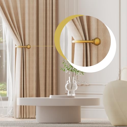 Hion Curtain Holdbacks Gold 6pcs, Curtain Tiebacks Wall Mounted Curtain Hooks Holders for Drapes - Thumbnail 4