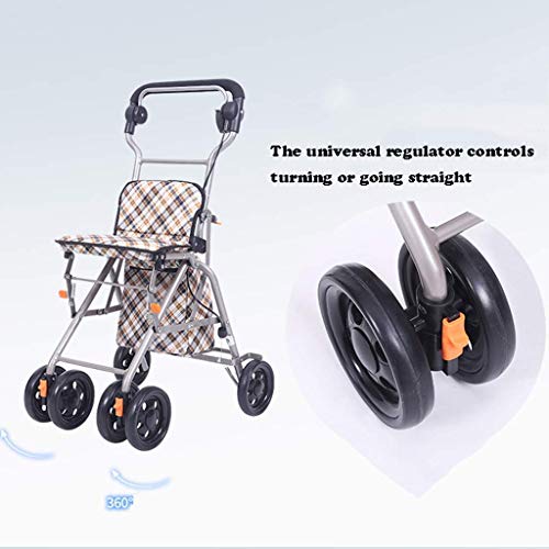 TNIU Walker, vierrädriger Rollator, Einkaufstrolley Walker aus Aluminium, Faltbarer, Leichter Gehhilfesitz mit… – Bild 7