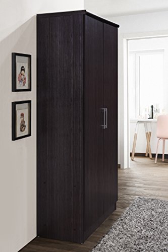 Hodedah 2 Door Wardrobe with Adjustable/Removable Shelves & Hanging Rod, Chocolate