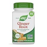 Nature's Way Ginger Root Capsules, 1100 mg per 2-Capsule Serving Ginger Supplement for Digestive Comfort and Motion-Related Nausea Support*, Vegan, Non-GMO Project Verified, 100 Count