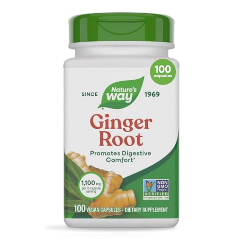 Natures Way Ginger Root Capsules 1 100 mg per Serving Vegan 100 ct