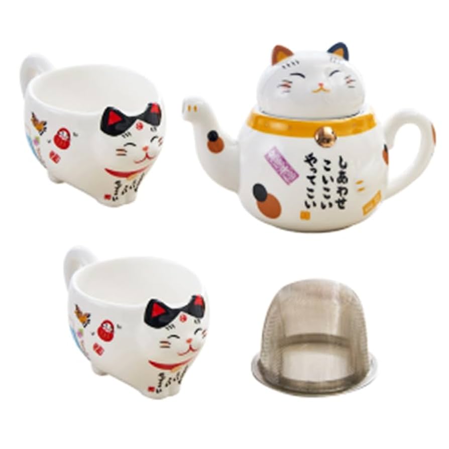 陶器製ティーポットとカップセット