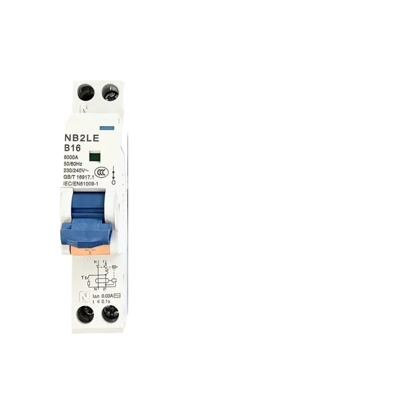 RCBO disyuntor tipo A AC NB2LE 1P+N 0.03A 30mA interruptor automático de corriente residual