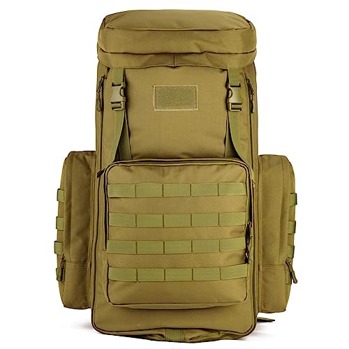 80L Nylon fabric Backpack, Camping Hiking Backpack,Trekking Daypack,Outdoor Backpack, Brown, 大号