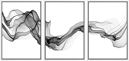 SIGNWIN Framed Canvas Print Wall Art Flowing Gray Smoke Abstract