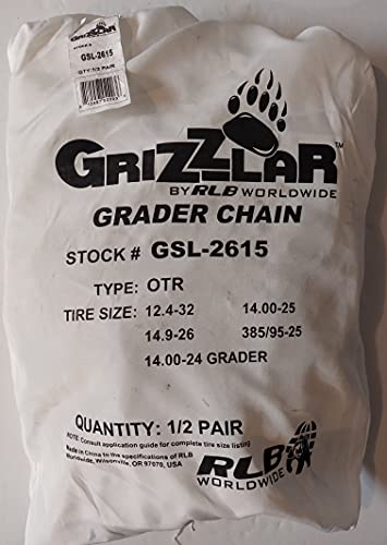 Grizzlar GSL-2615 Grader Scraper and Heavy Equipment Type OTR Ladder Tire Chains 12.4-32 14.00-24 GRADER 14.00-25