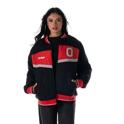 The Wild Collective Ohio State Buckeyes NCAA Officially Licensed Premium Nylon Quilted Bomber X-Large
