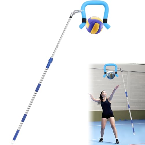 ISIVOVE Volleyball Spike Trainer - Retractable Height 64.1-86.6 Inches, Real Ball Feel Hitting Tool for Spiking/Jumping/Serving - Lightweight Non-Slip Durable for All Levels (No Ball)