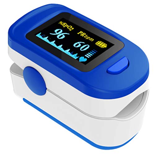AccuSure FS20C Fingertip Pulse Oximeter & SpO2 Blood Oxygen Saturation Monitor with Plethysmograph OLED Display CE0123 Certified with Batteries, Lanyard & 1 Year Warranty