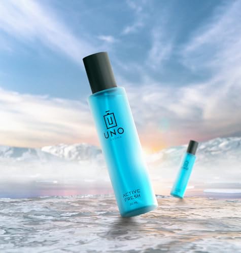 Image of Uno Aroma Active Fresh Car Perfume - Alcohol-Free, Long-Lasting Car Fragrance, Removes Odours, Toxin-Free & Easy to Use Hanging Card, No-Gas Car Perfume with 200+ Sprays, Lasts up to 90 days (30mlx2)