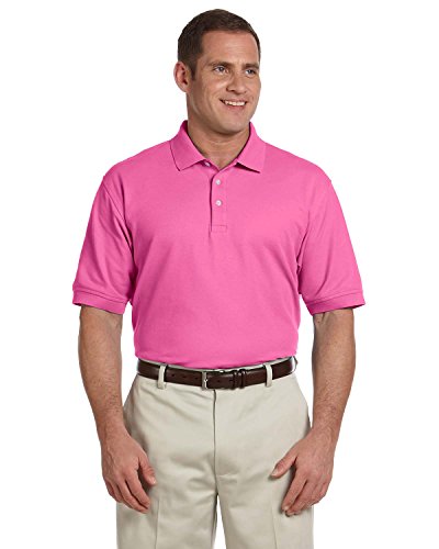 D & Jones Men's DEJN-D100 Pima Piqué Short-Sleeve Polo, Charity Pink, XS