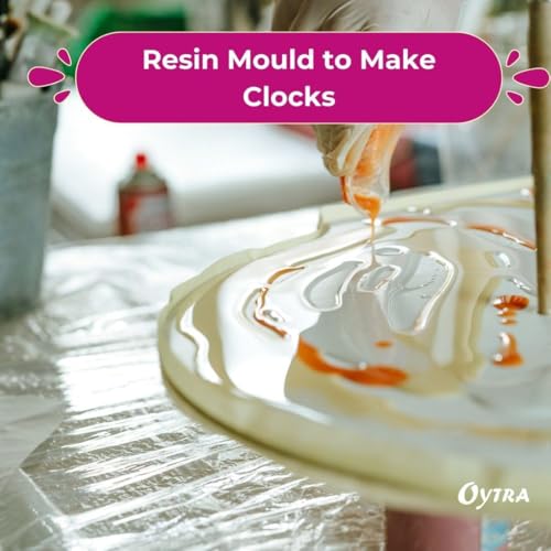 Image of Oytra Resin Mould DIY Clock Art Silicone Mold 8 Inch with Roman Numerals Round Wall Clock Transparent Handmade Crafts Set Materials for Beginners
