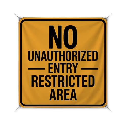 No Unauthorized Entry Large Banners and Signs for Outdoor by BCB Print | Construction Polyester Banner with 4 Hole for Easy Hang Indoor & Outdoor | 3x3ft Banner to Promote Business | HD Made in USA