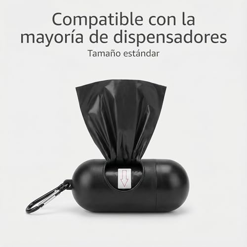 H HANSEL HOME Bolsas Caca Perro 600 Bolsas – 40 Rollos de Bolsas para Excrementos de Mascotas, Tamaño Grande 23×30 cm, Color Negro