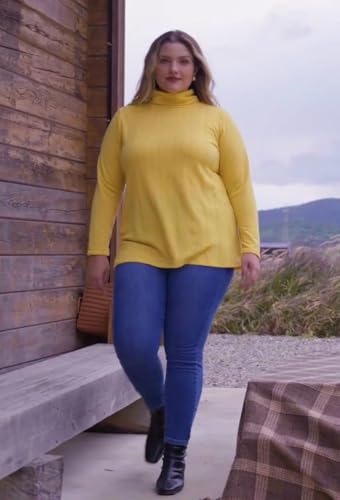 RITERA Plus Size Tops for Women Long Sleeve Shirts Womens Fall Winter Cable Tunic Top Turtleneck Pullover Blouses XL-5XL2