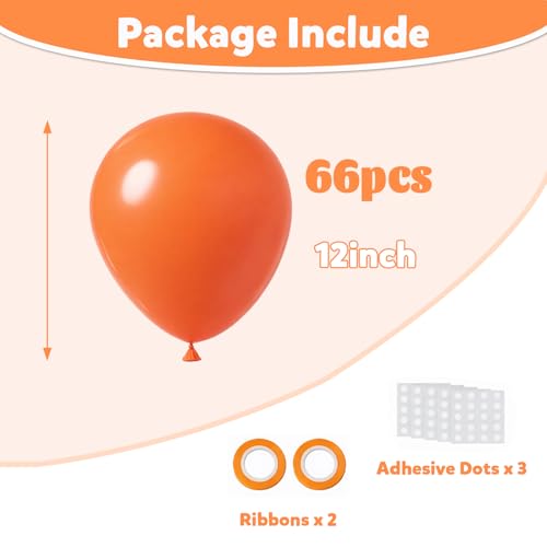 Image of Voircoloria 66pcs Orange Balloons 12inch Burnt Orange Latex Party Balloons for Thanksgiving Day, Fall Theme Party, Wedding, Birthday, Halloween, Baby Shower, Anniversary Party Decorations