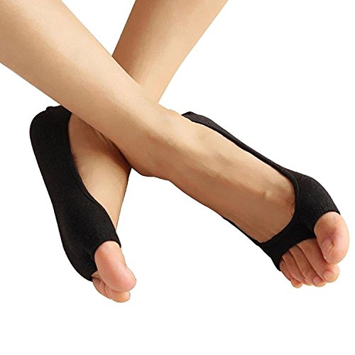 Image of seven wolves Womens Peep Toe Socks 6 Pairs, Toeless Cotton No Show Socks Non Slip Shoe Liner