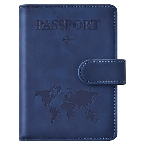 Image of Eoehro Passport Holder for Travel Essentials, Passport Wallet Cover Case for Travel Must Haves Accessories,Passport Book Holders for Women and Men(dark blue)