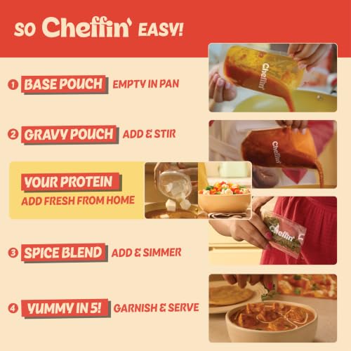 Image of Cheffin' Shahi Paneer Masala, 285g | Chef Curated Gourmet Cooking Kit | Cooks 150-200g Paneer | Ready in 10 Min | 100% Natural, No Preservatives | Just Add Fresh Paneer |Serves 2-3