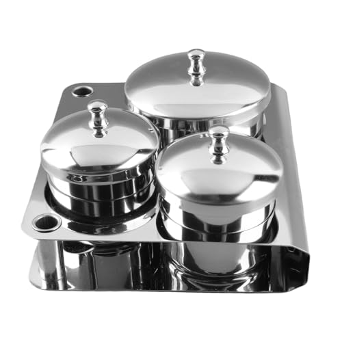 Nail Liquid Container, Mini Stainless Steel Dish Pot Liquid Powder Cup Lid Bowl Nail Art Tools Acrylic Nail Art Equipment Mini Bowl Cup Tray Pot Container Organizer Holder with Lid, 3pcs