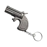 Windproof Pistol-Shaped Lighter Keychain - Adjustable Blue Flame Torch Lighter for Outdoor Camping