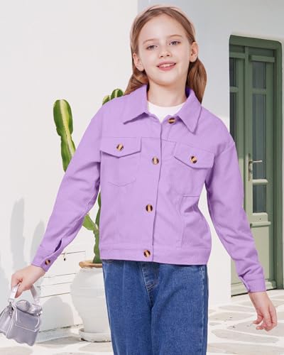 WULFUL Girl's Fashion Button Down Corduroy Jackets Casual Fall Jackets Teen Girl Outerwear4