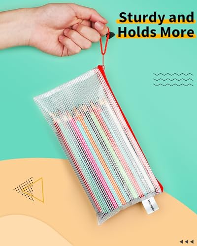 smarpau 24pcs pencil pouches bulk 9334 x 4734mesh zipper pouch pencil case 12 colors waterproof small zipper pouches for travel cosmetics office organization
